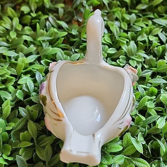 Vintage Porcelain Floral Swan Ash Tray Sphinx Japan Coquette Bridal - Picture 10 of 12